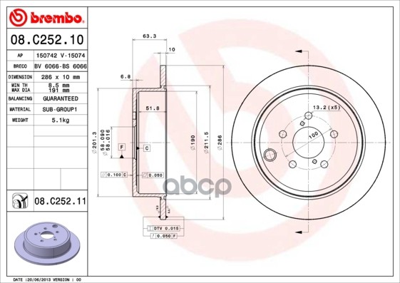 BREMBO 08C25210